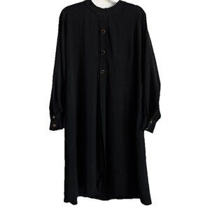 FERACE Women’s (52) XL Full Sleeve Black Modest Turkish Maxi Dress Round Neck